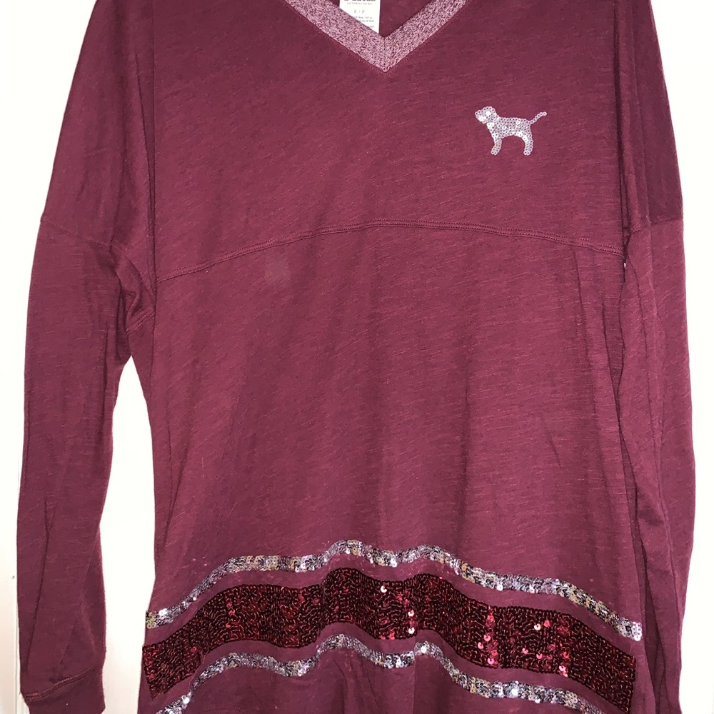 Small PINK V-Neck Tunic with Sequins!